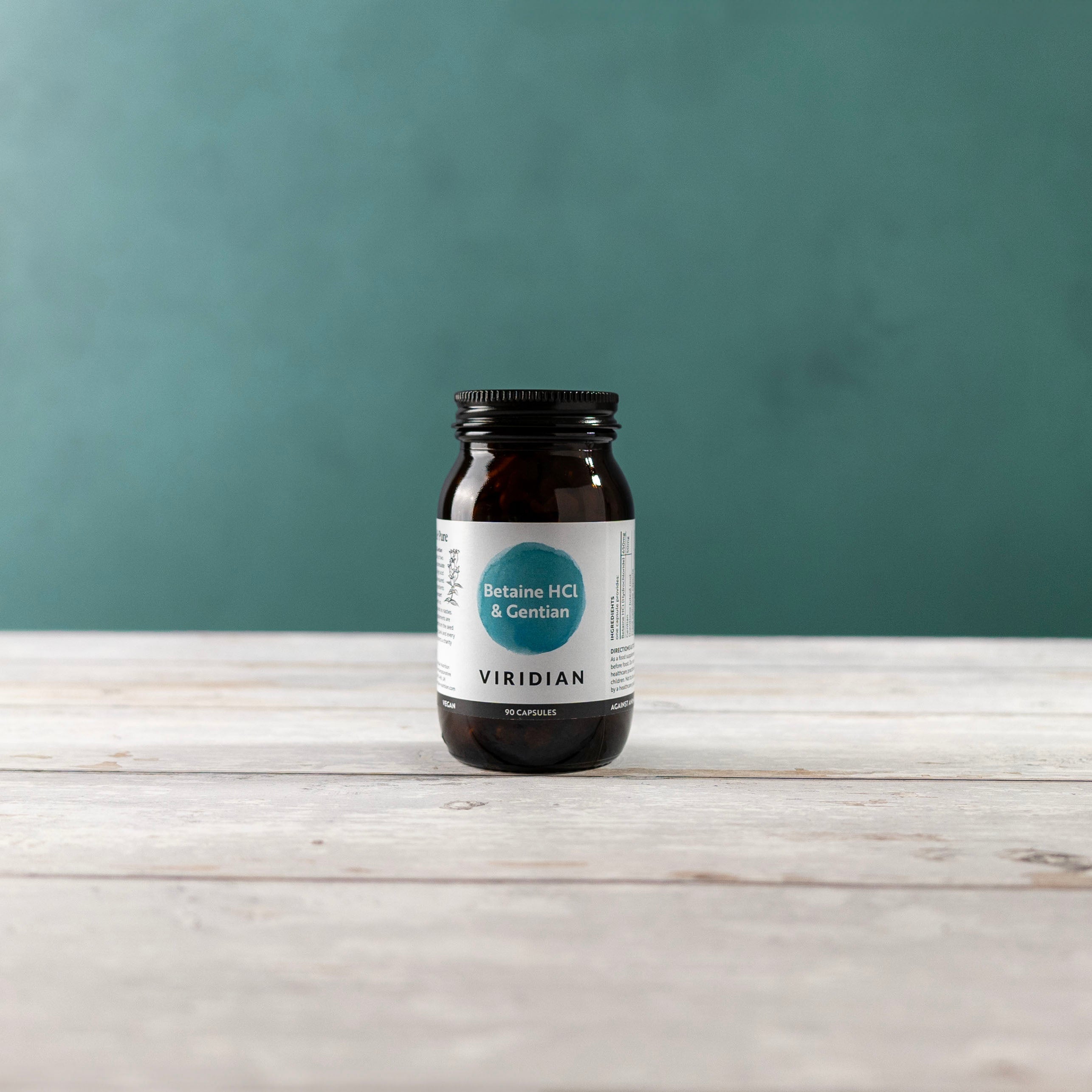 Viridian Betaine HCI with Gentian Root 650 mg 90 kaps